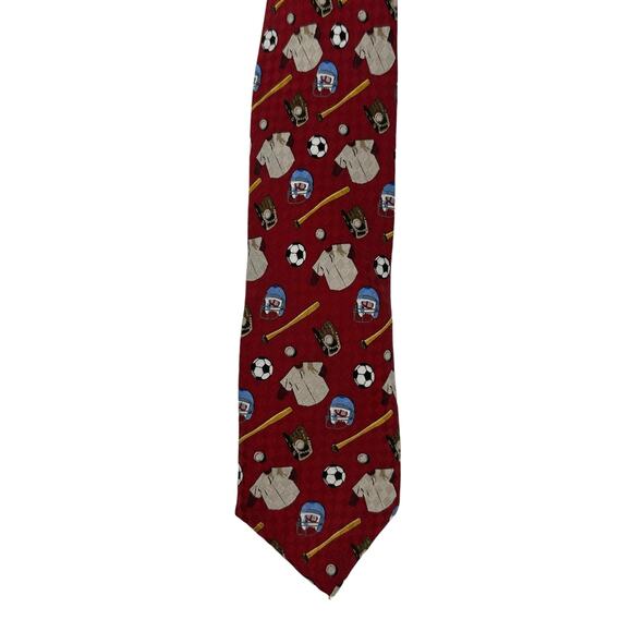 Dockers Y2K Boys Red Multicolor Sport Themed Stain Resistant Clip On Tie - Picture 3 of 7